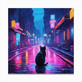 Cat In The Rain 2 Canvas Print