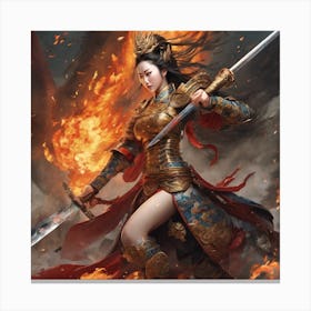 Chinese Girl With Sword Canvas Print