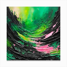 Abstract Pink Green Landscape Painting Canvas Print