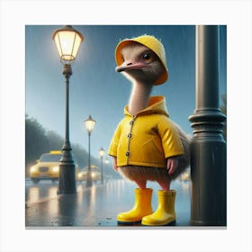 Ostrich In Raincoat 5 Canvas Print