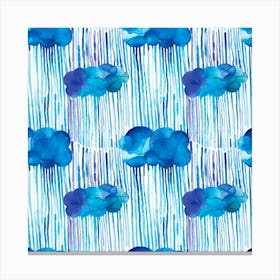 Raining Clouds Blue Square Canvas Print