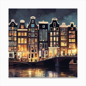 Amsterdam At Night 3 Canvas Print