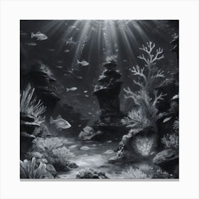 Black And White Underwater Painting 2 Canvas Print