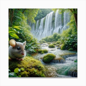 Mouse In A Waterfall 2 Canvas Print