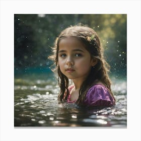 Little Girl In Water Canvas Print