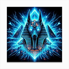 Neon Anubis, Egyptian Canvas Print