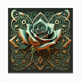 Stylized and intricate geometric black rose 9 Canvas Print