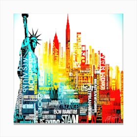 Cityscape And Liberty Statue - Beyond Skyline Canvas Print
