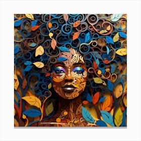 African Woman With Leaves 1 Canvas Print