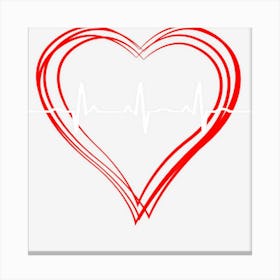 Ekg Heartbeat Love Cardiogram Hollow Ecg Heart Canvas Print