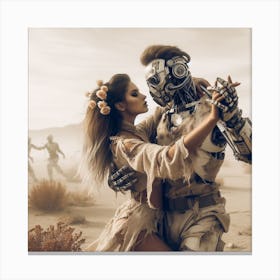 Robot Lovers In The Desert Canvas Print