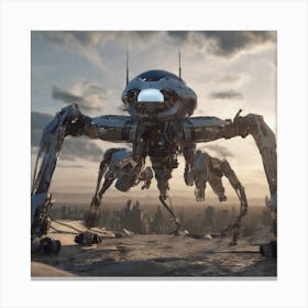 Robot In The City 16 Canvas Print