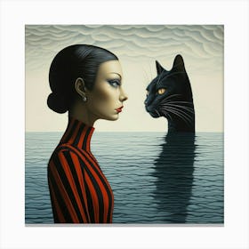 'The Cat And The Woman' 1 Canvas Print