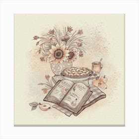 Cookbook and Pie Canvas Print