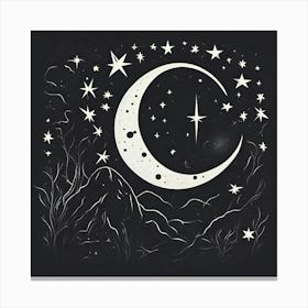 Moon And Stars 10 Canvas Print