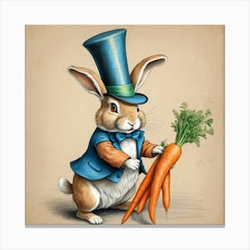 Rabbit With Carrots 18 Canvas Print