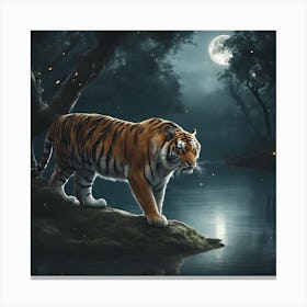 Tiger At Night Canvas Print