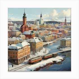 Swedish City art print Canvas Print