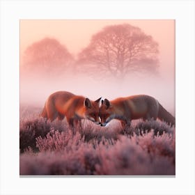 Foxes In The Mist 1 Canvas Print