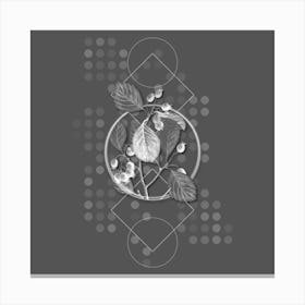 Vintage Plum Leaved Thorn Flower Botanical with Line Motif and Dot Pattern in Ghost Gray Canvas Print