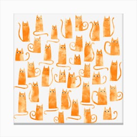 Orange Ginger Cats Watercolor Canvas Print