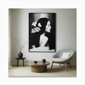 Black And White Portrait Of A Woman Canvas Print