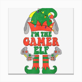 Funny Gamer Elf Matching Family Christmas Pajamas Men Boys Canvas Print