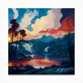 Vibrant sunset over a serene landscape Canvas Print