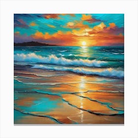 Sunset On The Beach 1067 Canvas Print