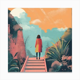 Woman Walking Down A Path Canvas Print