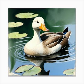 Duck In Water 4 Canvas Print