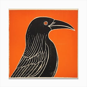 Retro Bird Lithograph Raven 4 Canvas Print