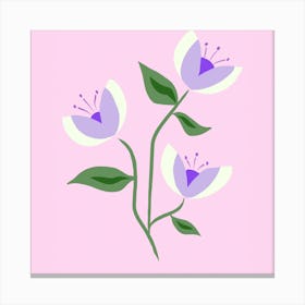Flowers On A Pink Background Canvas Print