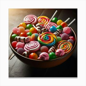 Lollipops In A Bowl Canvas Print
