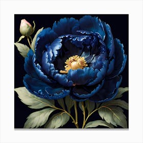 Dark Blue Peony Canvas Print