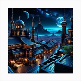 Fantasy City At Night 26 Canvas Print