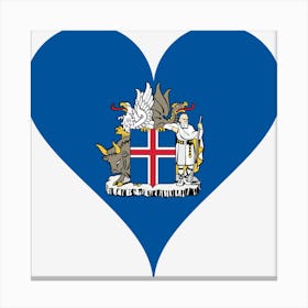 Heart Love Peace Blue Iceland Flag Coat Of Arms Symbol Canvas Print