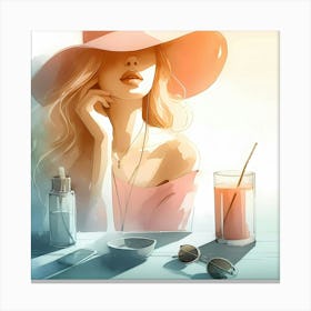 Girl In Hat 1 Canvas Print