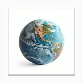 Earth Globe Isolated On White Background 1 Canvas Print