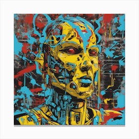 Andy Getty, Pt X, In The Style Of Lowbrow Art, Technopunk, Vibrant Graffiti Art, Stark And Unfiltere (4) Canvas Print