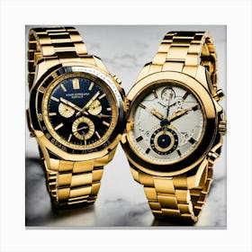 Two Gold Expensive Watches (4) Canvas Print