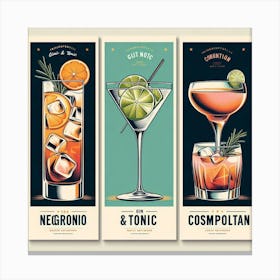 Cocktail Banners Set Canvas Print