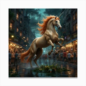 Unicorn In The City Canvas Print