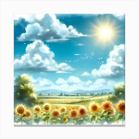 Sunflowers In The Field Canvas Print