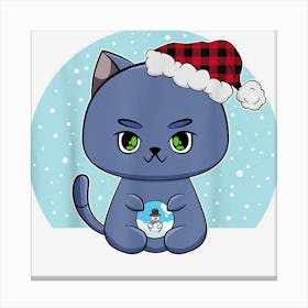 Meowy Catmas Funny Christmas Cat Snow Globe Meowdy Feline Canvas Print