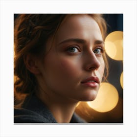 Portrait of a sad young woman Canvas Print