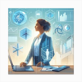 Businesswoman With Laptop Canvas Print