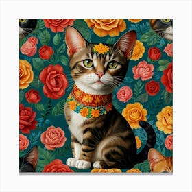 Default Frida Kahlo Cat Art 0 Canvas Print