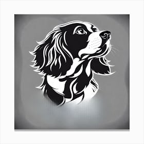 King Charles Spaniel, Black and white illustration, Dog drawing, Dog art, Animal illustration, Pet portrait, Realistic dog art Canvas Print