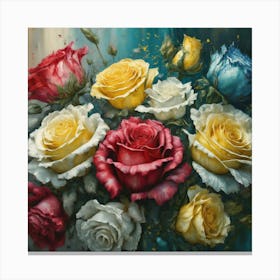 Watercolor design with beautiful roses oil painting abstract 22 Canvas Print